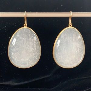 Maria Beaulieu Giant “Snow” Moonstone Earrings 18k